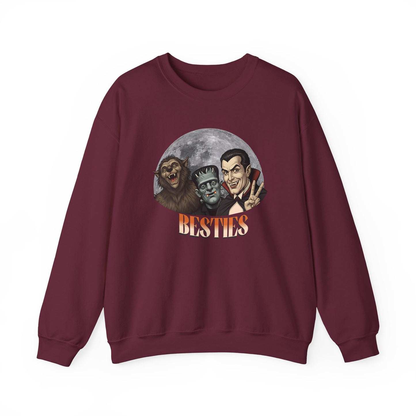 Spooky Besties Crewneck Sweatshirt, Comfy Crewneck, Gift for Friends, Cozy Crewneck, Monster Lovers, Unisex