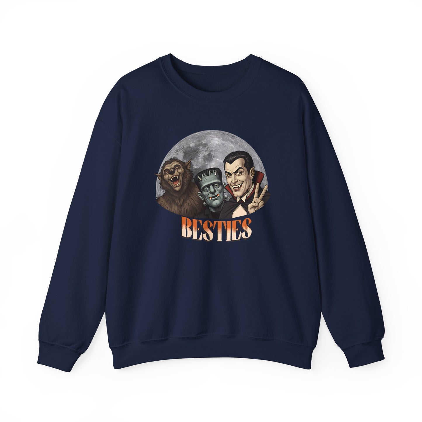 Spooky Besties Crewneck Sweatshirt, Comfy Crewneck, Gift for Friends, Cozy Crewneck, Monster Lovers, Unisex