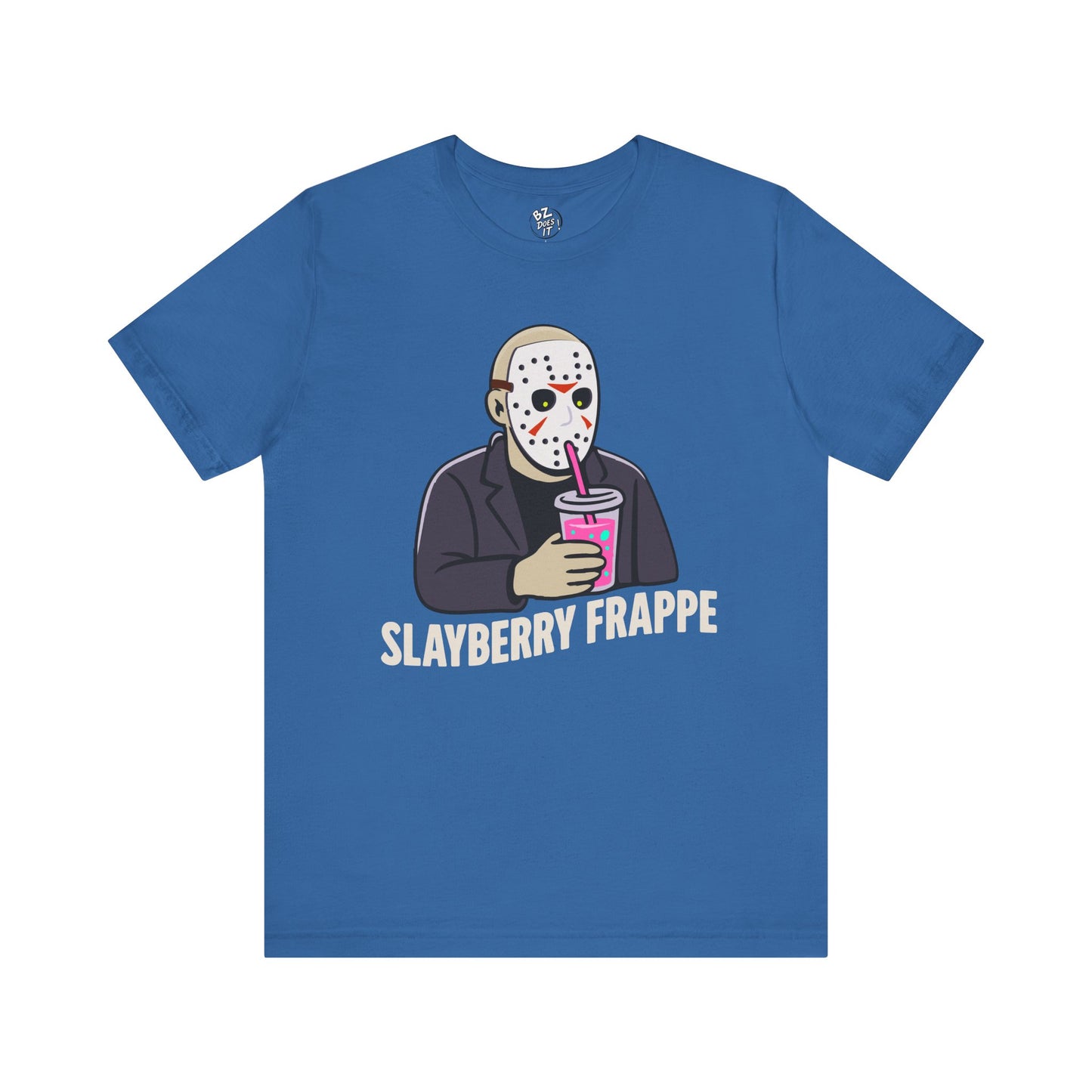 Slasher Sipping a Slayberry Frappe Tee