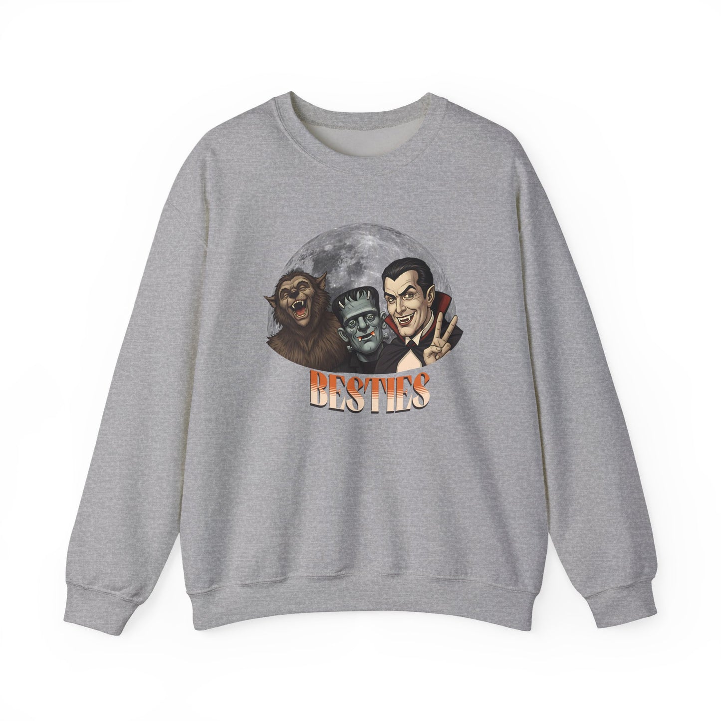 Spooky Besties Crewneck Sweatshirt, Comfy Crewneck, Gift for Friends, Cozy Crewneck, Monster Lovers, Unisex