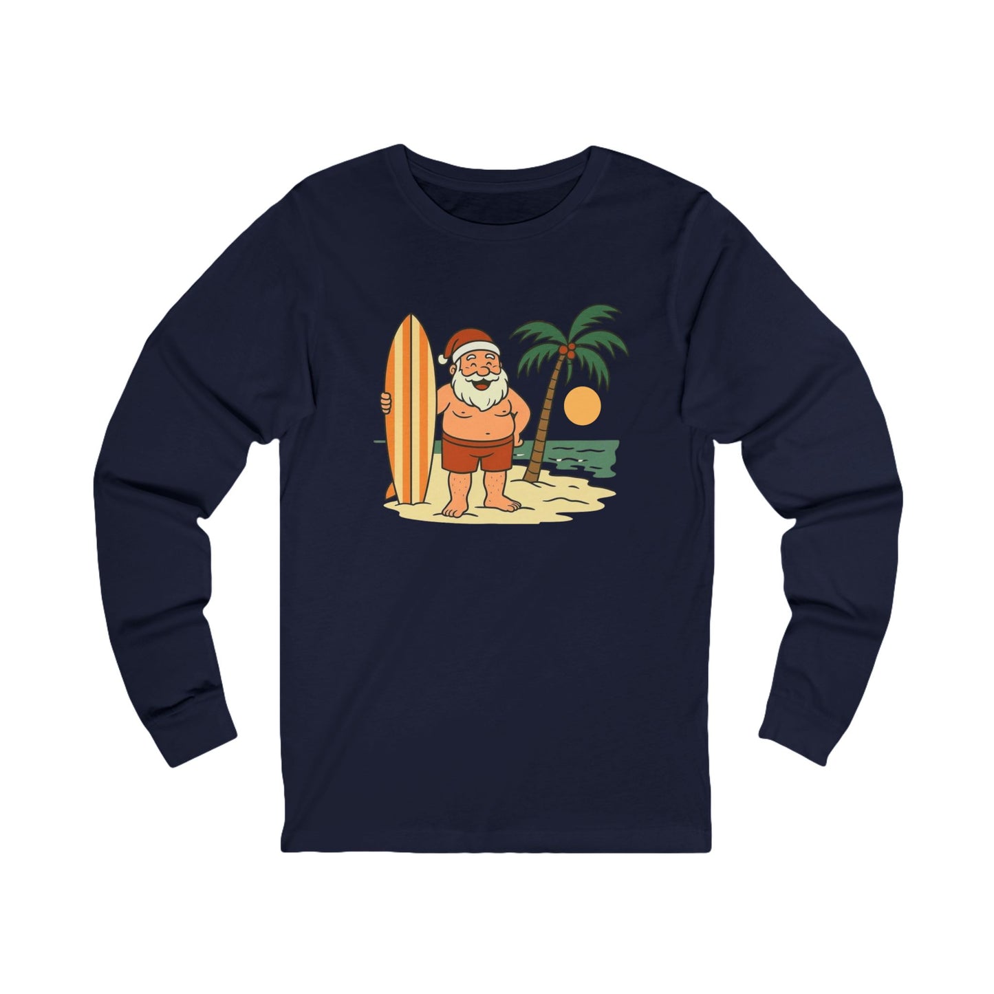 Santa Surf Beach Long Sleeve Tee