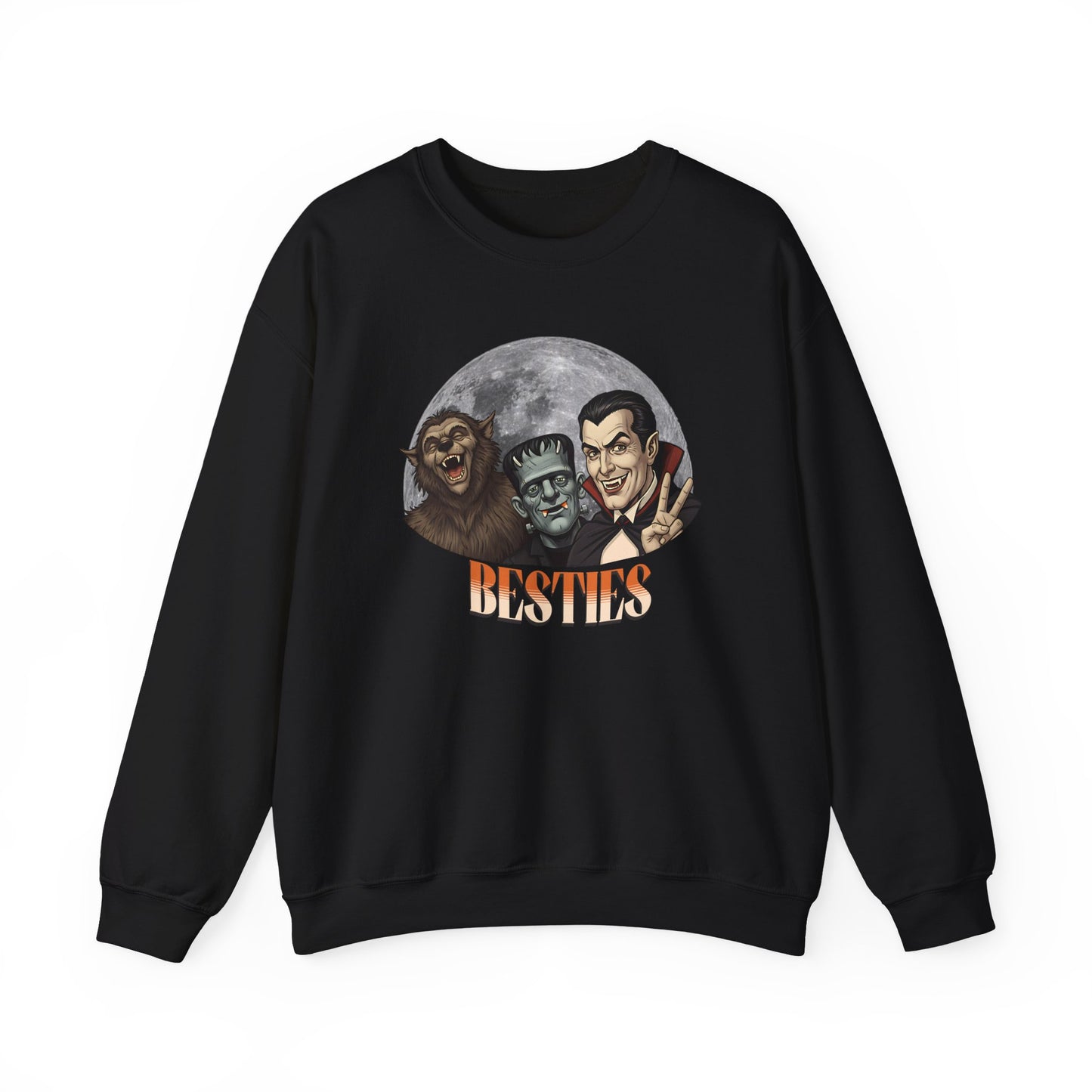 Spooky Besties Crewneck Sweatshirt, Comfy Crewneck, Gift for Friends, Cozy Crewneck, Monster Lovers, Unisex