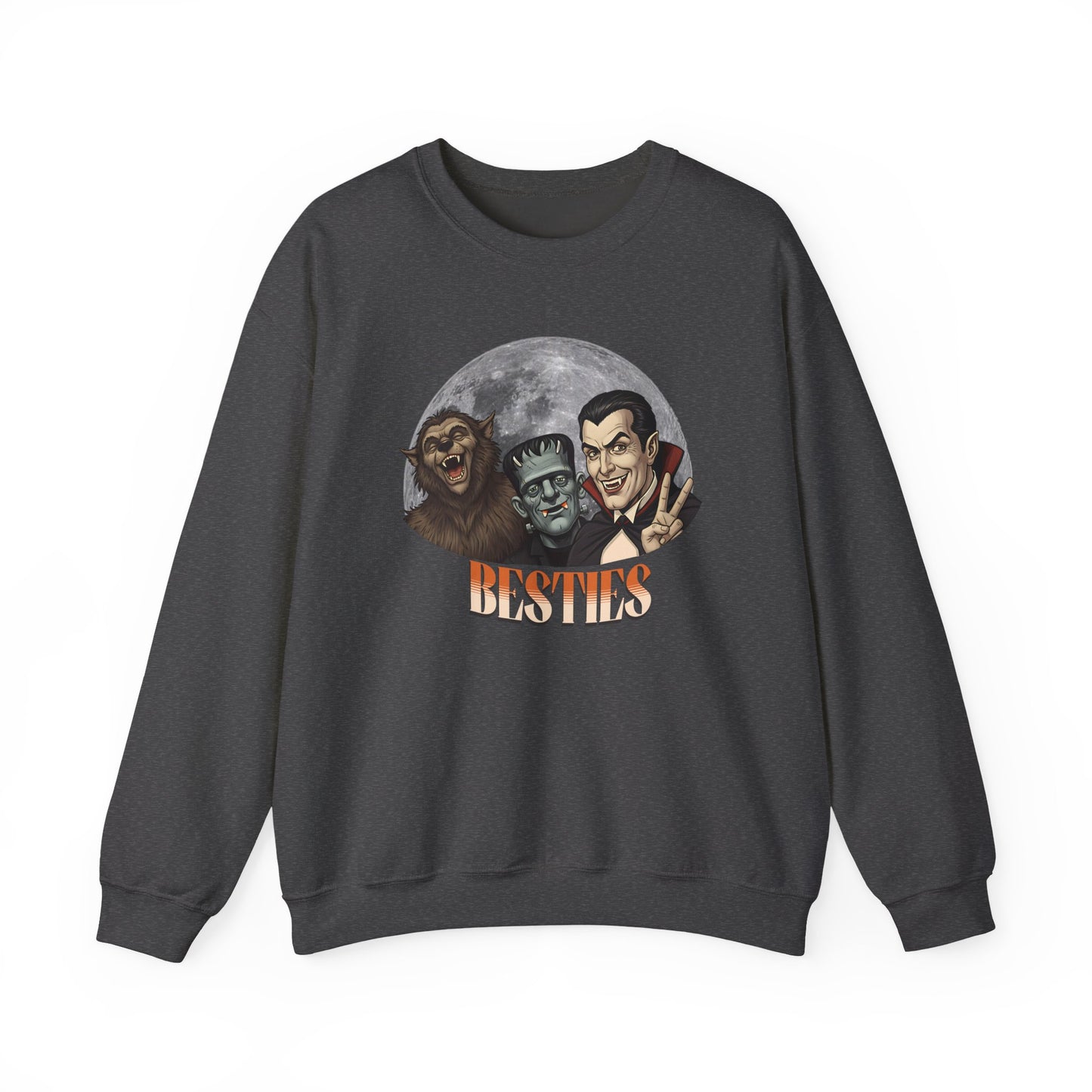Spooky Besties Crewneck Sweatshirt, Comfy Crewneck, Gift for Friends, Cozy Crewneck, Monster Lovers, Unisex