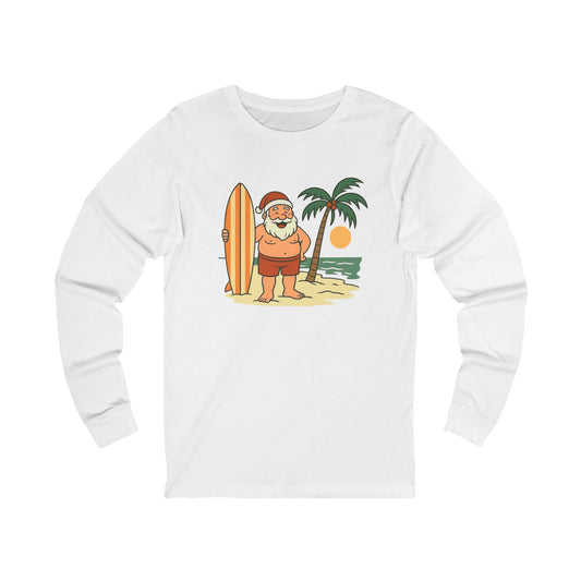 Santa Surf Beach Long Sleeve Tee
