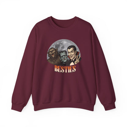 Spooky Besties Crewneck Sweatshirt, Comfy Crewneck, Gift for Friends, Cozy Crewneck, Monster Lovers, Unisex