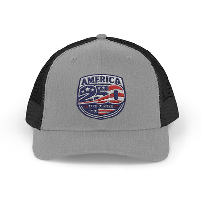Grey/Black Mesh hat with America 250 logo