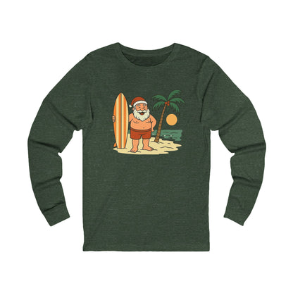 Santa Surf Beach Long Sleeve Tee