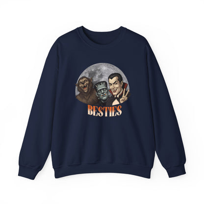 Spooky Besties Crewneck Sweatshirt, Comfy Crewneck, Gift for Friends, Cozy Crewneck, Monster Lovers, Unisex