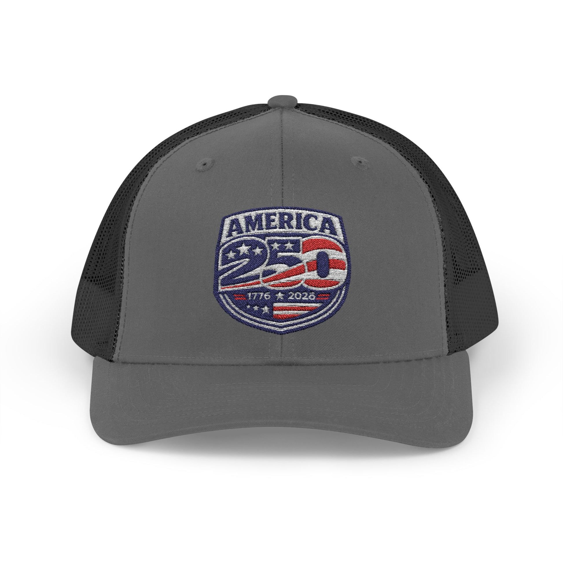Grey/Black Mesh hat with America 250 logo