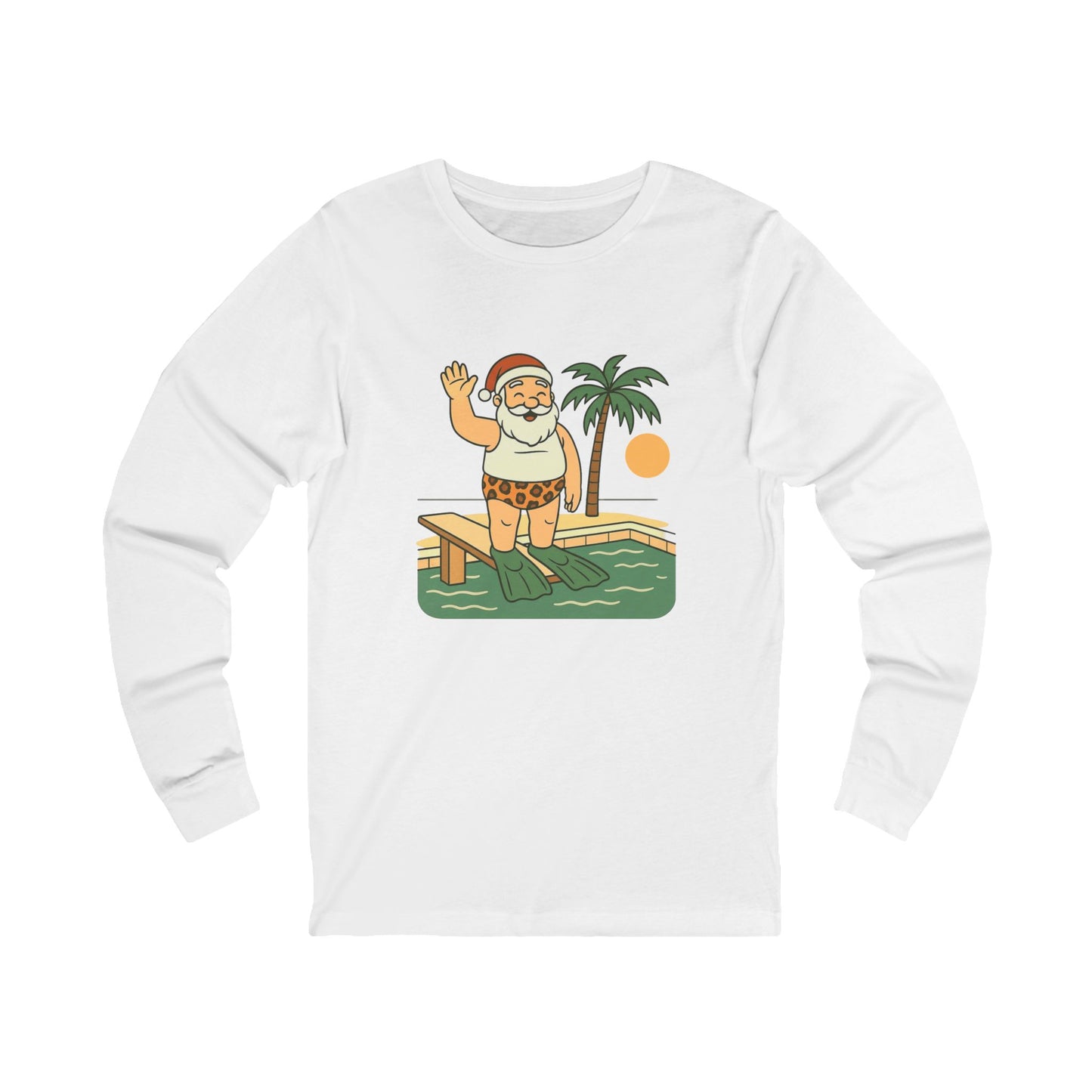 Santa Tropical Unisex Long Sleeve Tee - Vacation Pool Shirt