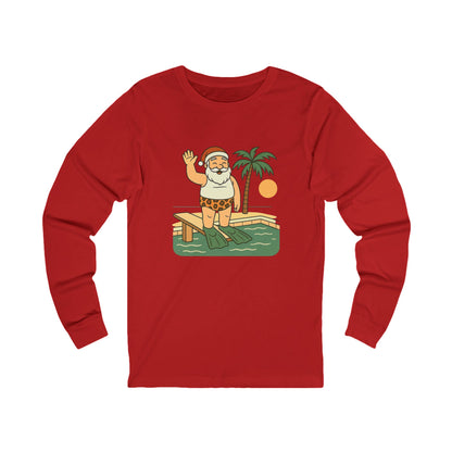 Santa Tropical Unisex Long Sleeve Tee - Vacation Pool Shirt