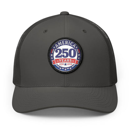 Charcoal Grey cap with a 'America 250 Years' patch on a white background