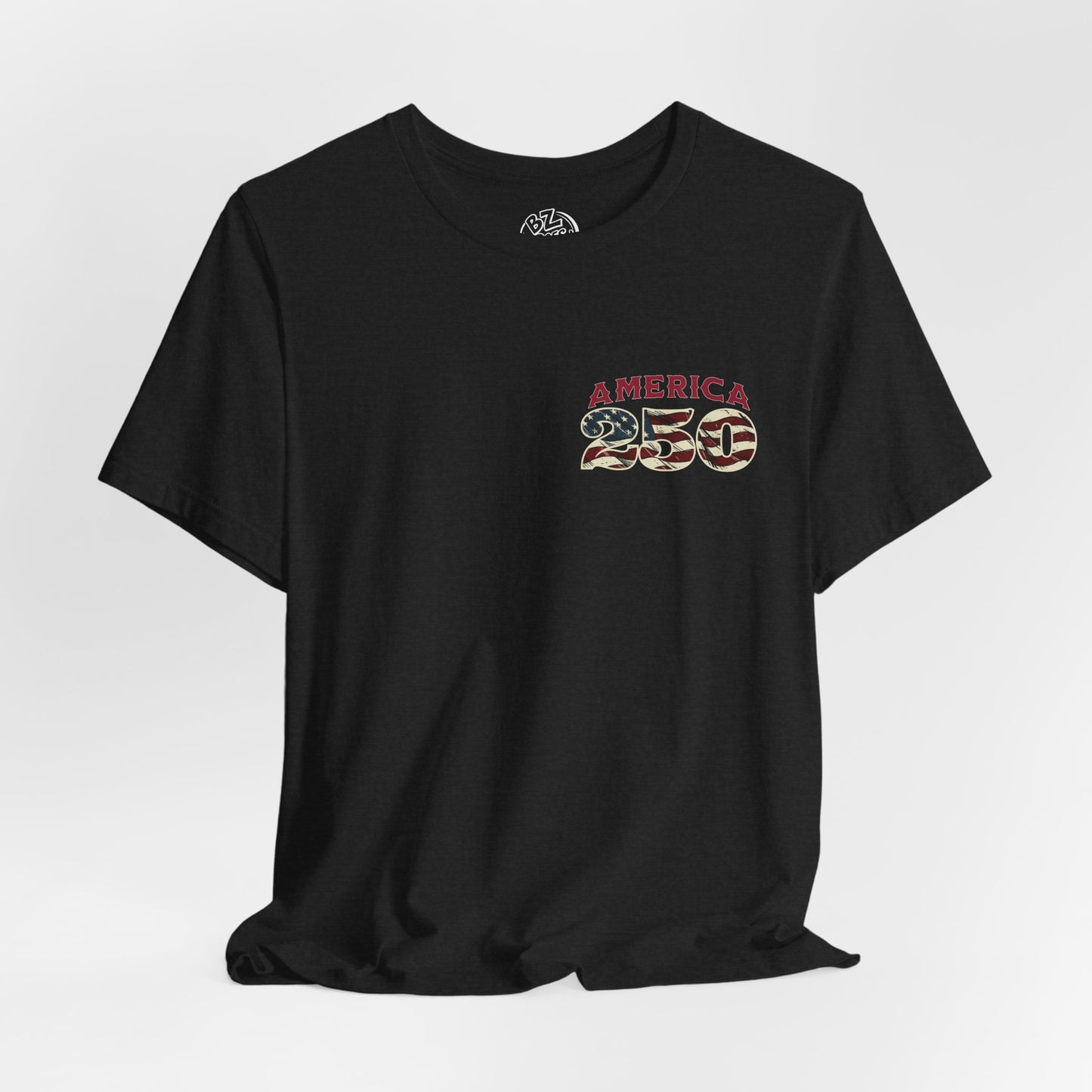 America 250 Years Flag & Fireworks T-Shirt - 2 Sided Print