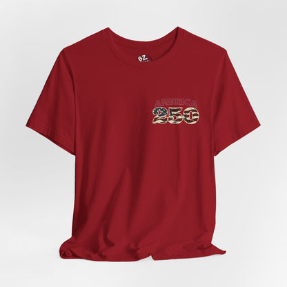 America 250 Years Flag & Fireworks T-Shirt - 2 Sided Print