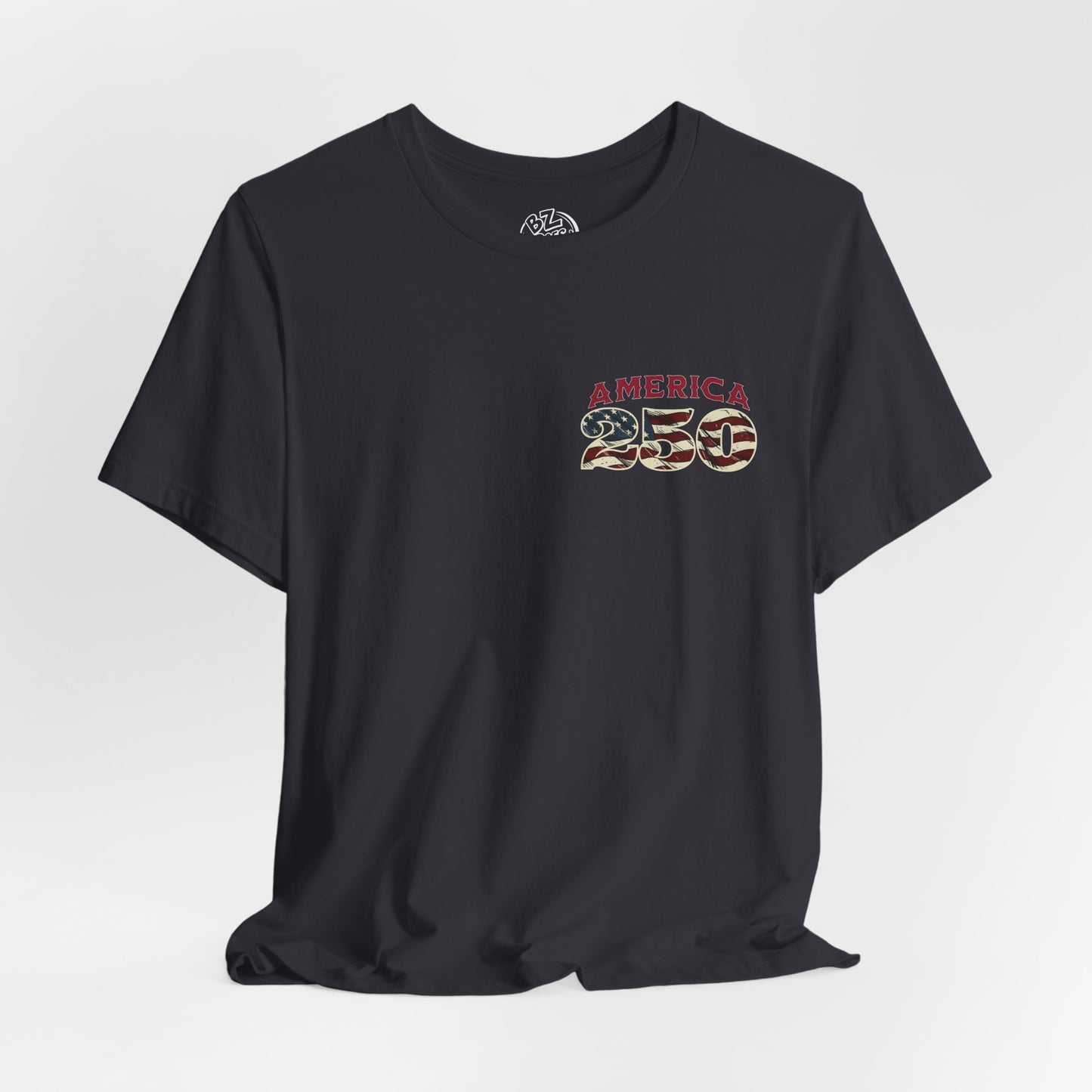 America 250 Years Flag & Fireworks T-Shirt - 2 Sided Print