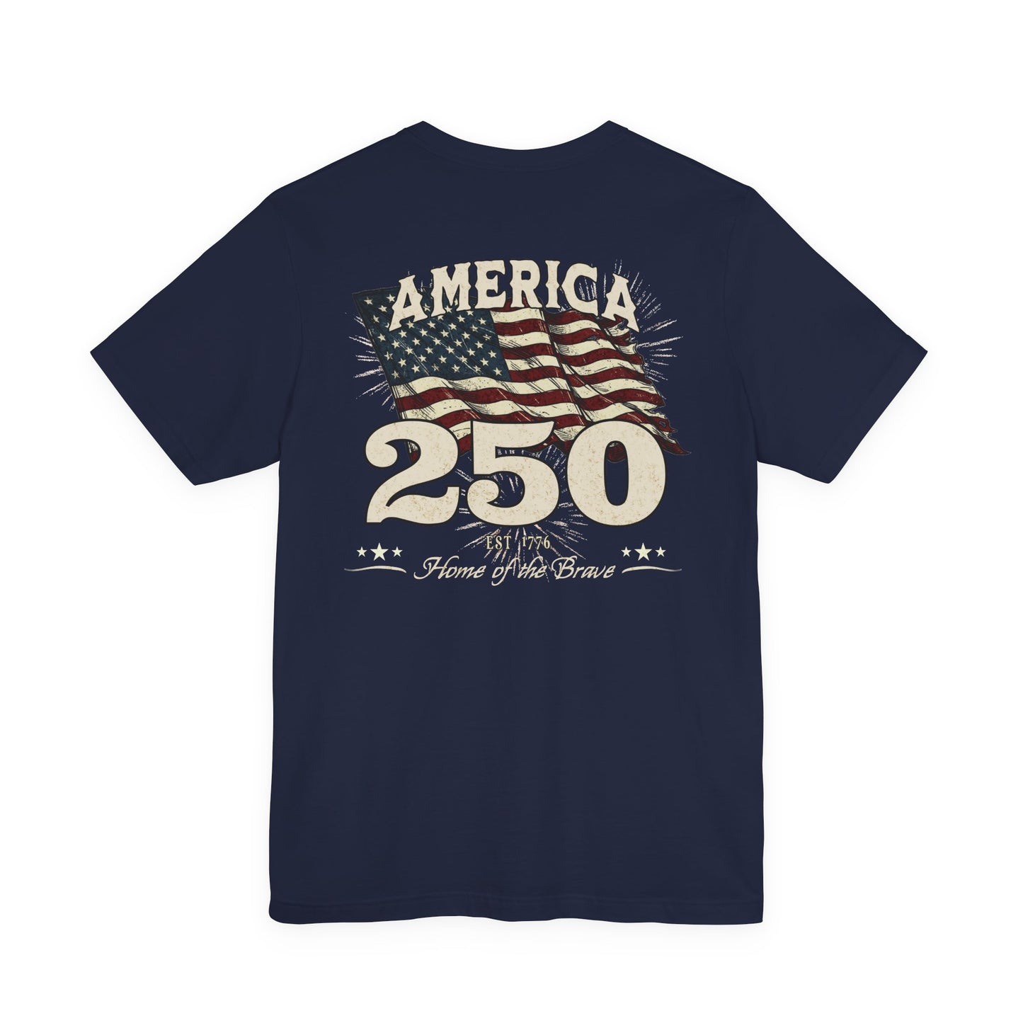 America 250 Years Flag & Fireworks T-Shirt - 2 Sided Print