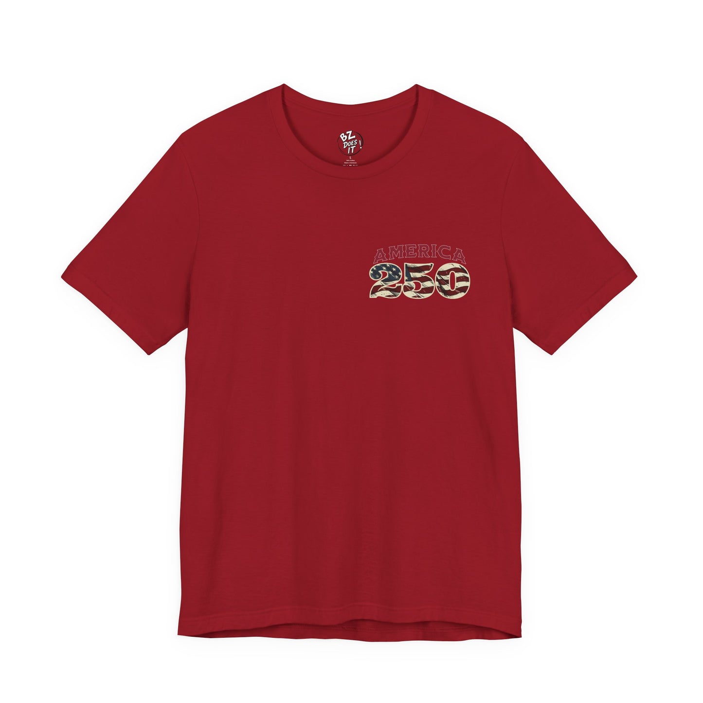 America 250 Years Flag & Fireworks T-Shirt - 2 Sided Print