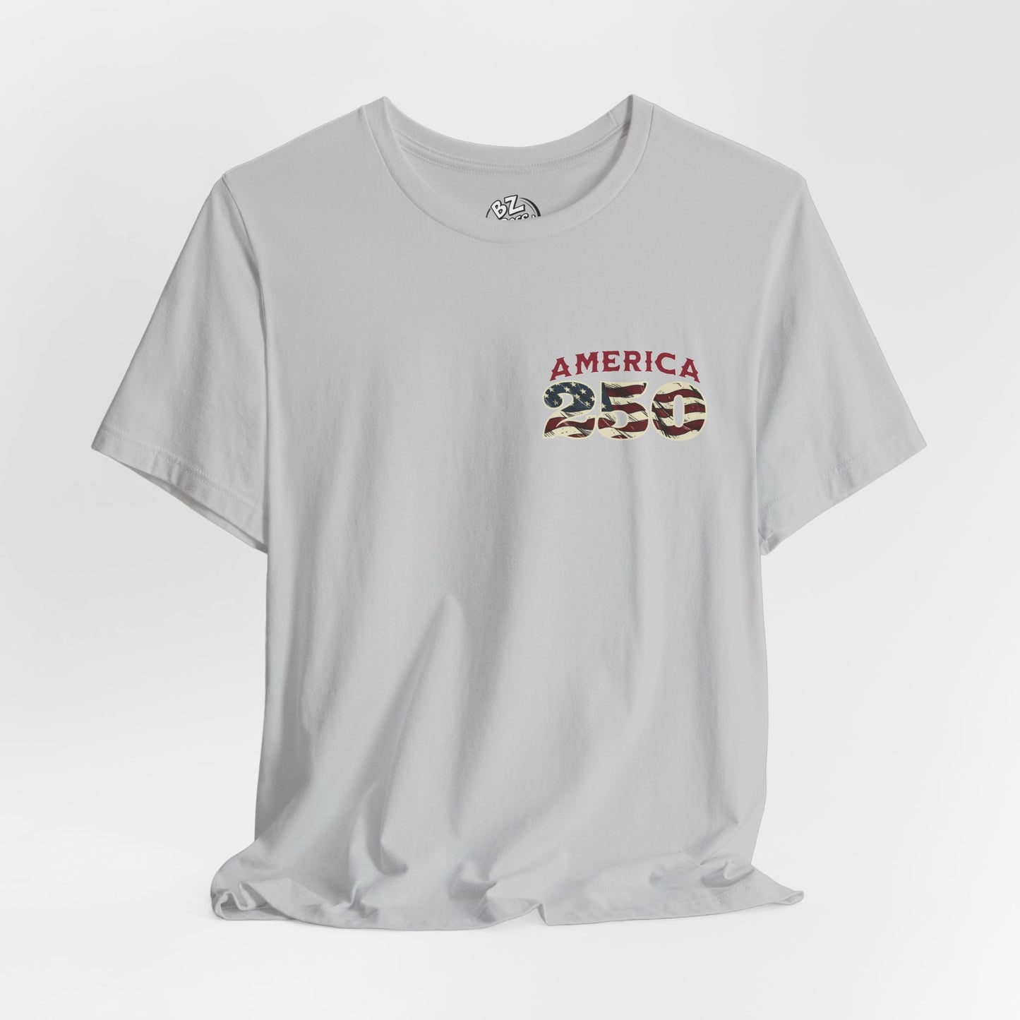 America 250 Years Flag & Fireworks T-Shirt - 2 Sided Print
