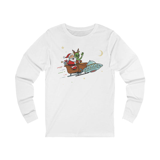 Christmas Santa & Alien T-Shirt Long Sleeve Tee