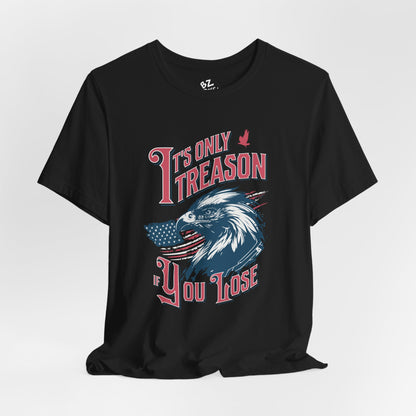Black t-shirt with eagle graphic design and text on a white background