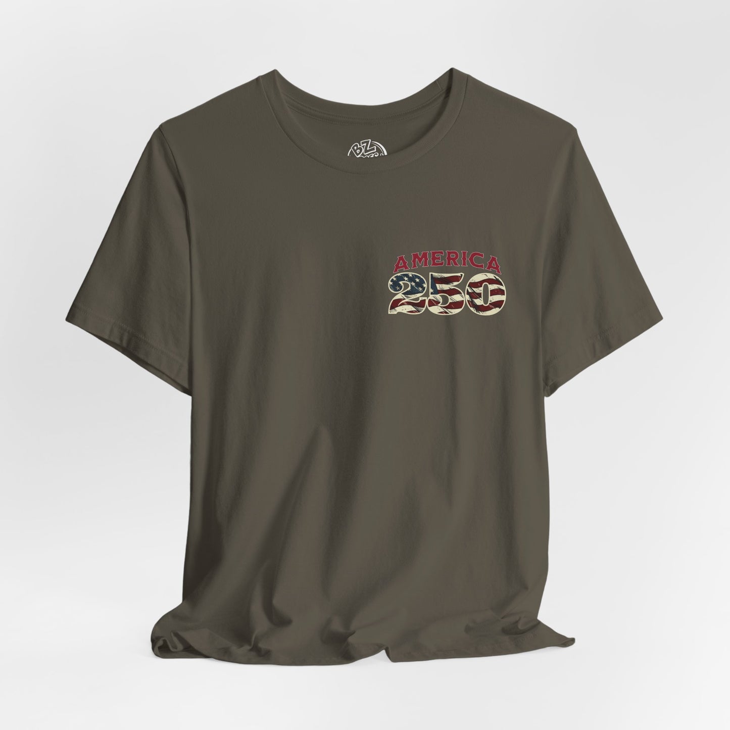 America 250 Years Flag & Fireworks T-Shirt - 2 Sided Print