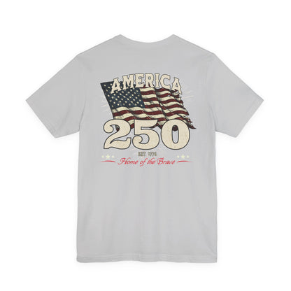 America 250 Years Flag & Fireworks T-Shirt - 2 Sided Print