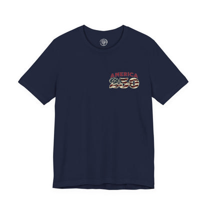 America 250 Years Flag & Fireworks T-Shirt - 2 Sided Print
