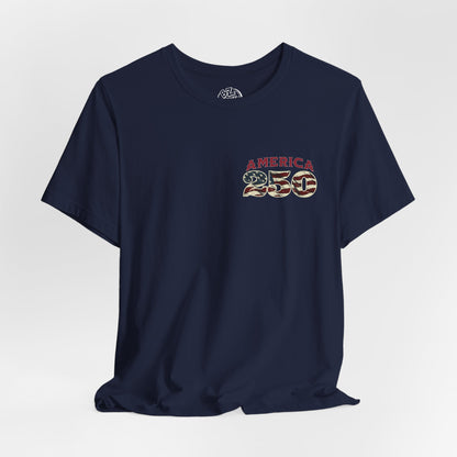 America 250 Years Flag & Fireworks T-Shirt - 2 Sided Print