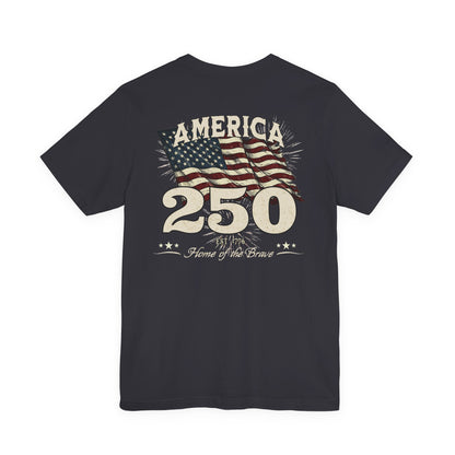 America 250 Years Flag & Fireworks T-Shirt - 2 Sided Print
