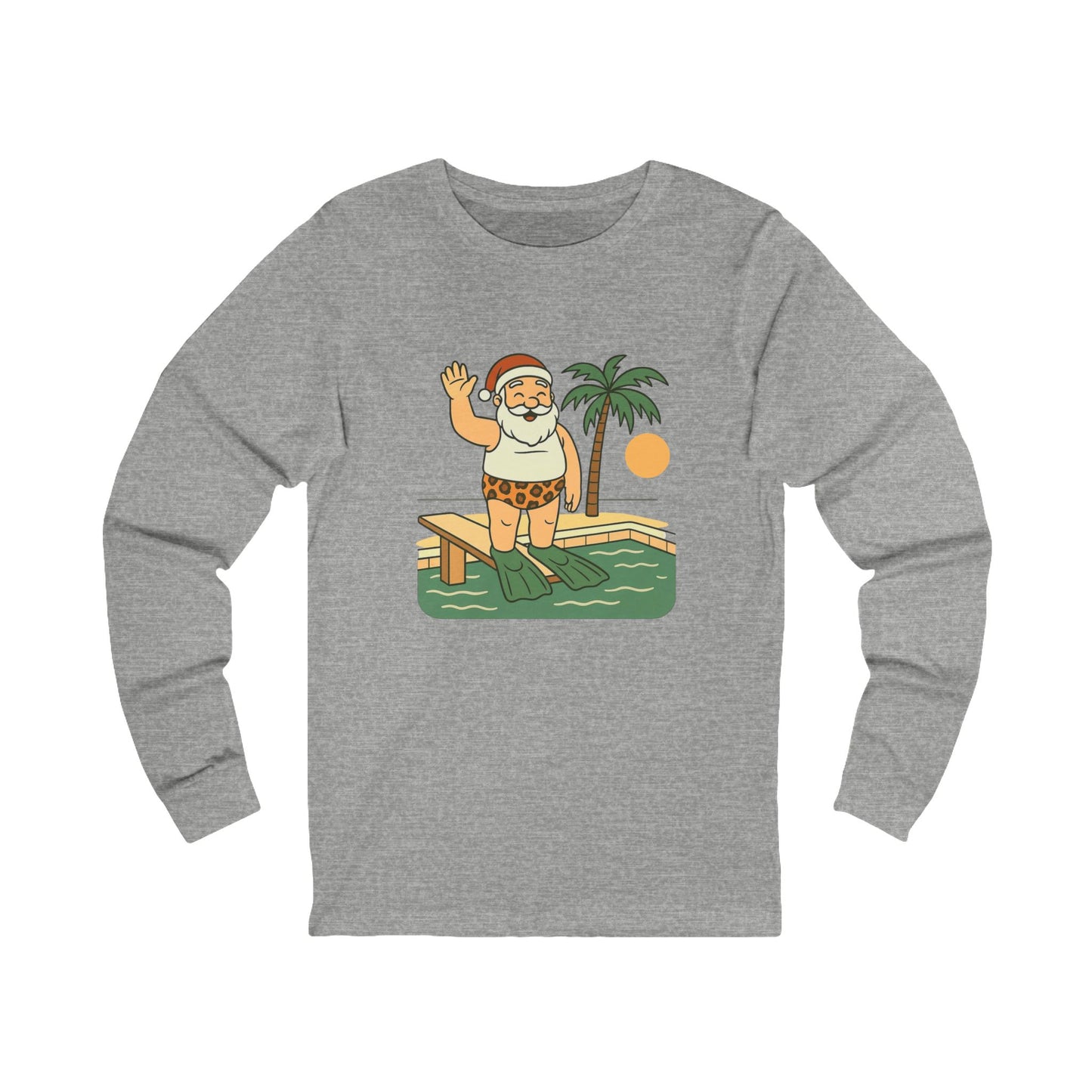 Santa Tropical Unisex Long Sleeve Tee - Vacation Pool Shirt
