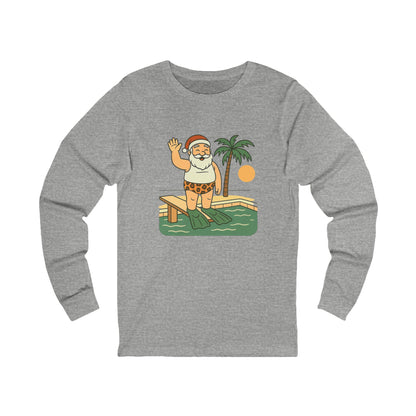 Santa Tropical Unisex Long Sleeve Tee - Vacation Pool Shirt