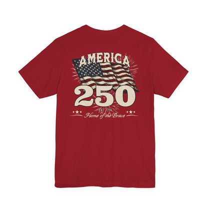 America 250 Years Flag & Fireworks T-Shirt - 2 Sided Print