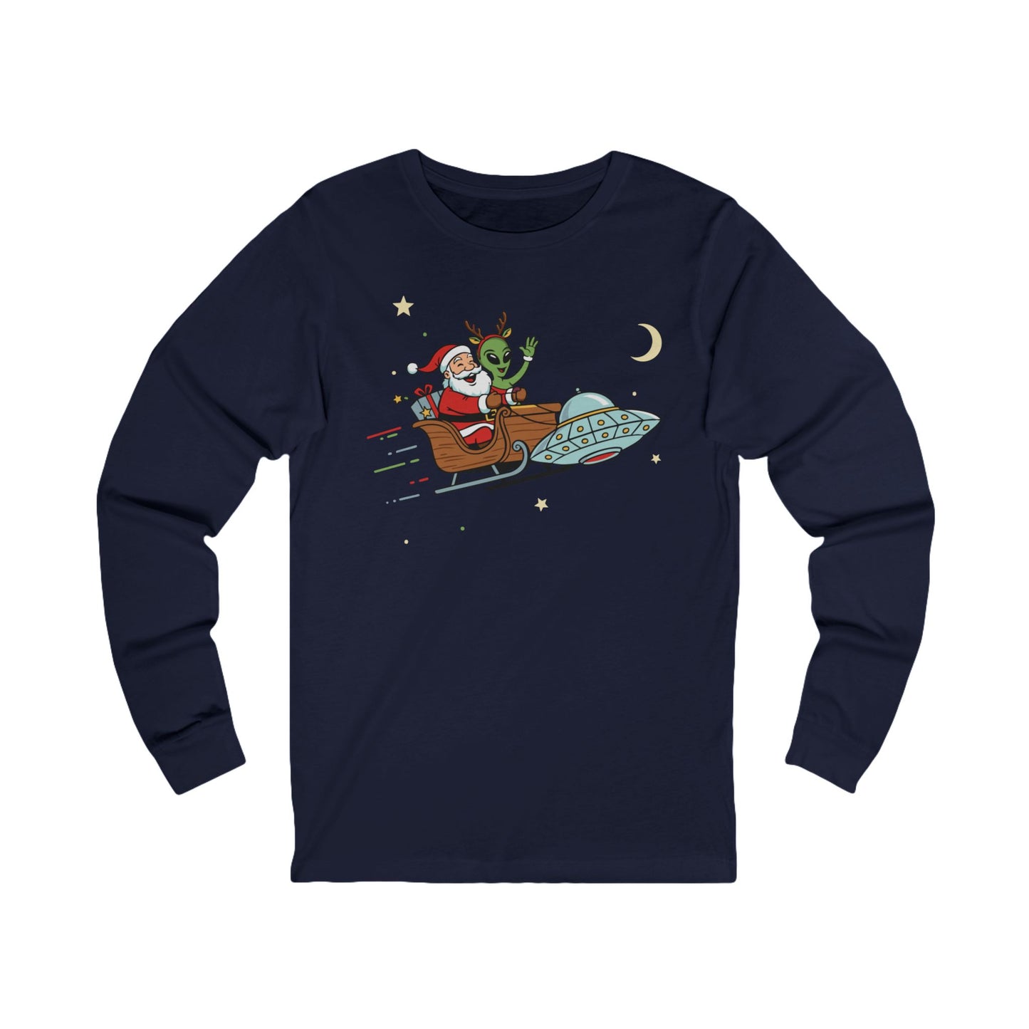 Christmas Santa & Alien T-Shirt Long Sleeve Tee