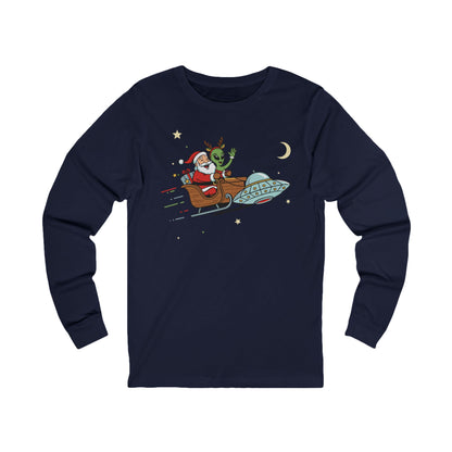 Christmas Santa & Alien T-Shirt Long Sleeve Tee