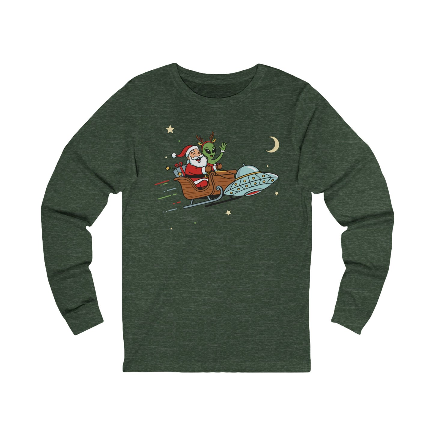 Christmas Santa & Alien T-Shirt Long Sleeve Tee