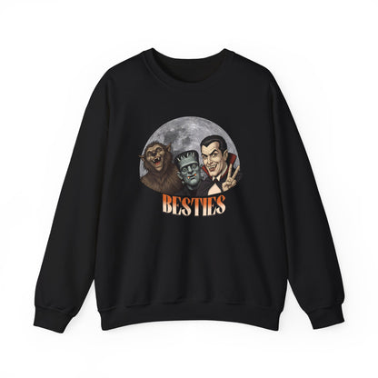 Spooky Besties Crewneck Sweatshirt, Comfy Crewneck, Gift for Friends, Cozy Crewneck, Monster Lovers, Unisex