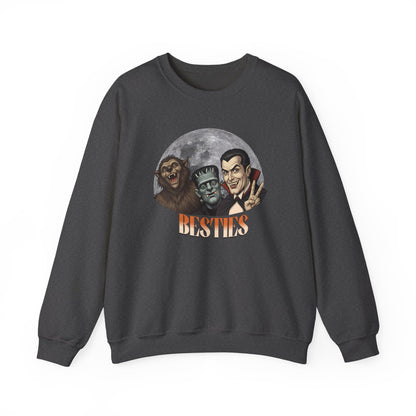 Spooky Besties Crewneck Sweatshirt, Comfy Crewneck, Gift for Friends, Cozy Crewneck, Monster Lovers, Unisex
