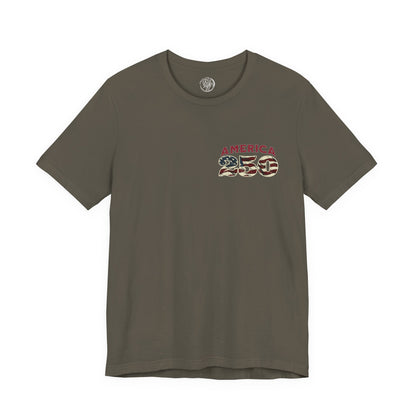 America 250 Years Flag & Fireworks T-Shirt - 2 Sided Print