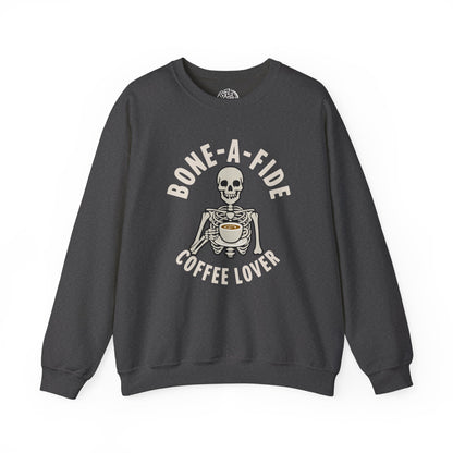Bone-A-Fide Coffee Lover Crewneck Sweatshirt, Cozy Crewneck, Unisex