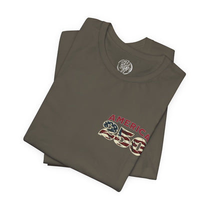 America 250 Years Flag & Fireworks T-Shirt - 2 Sided Print