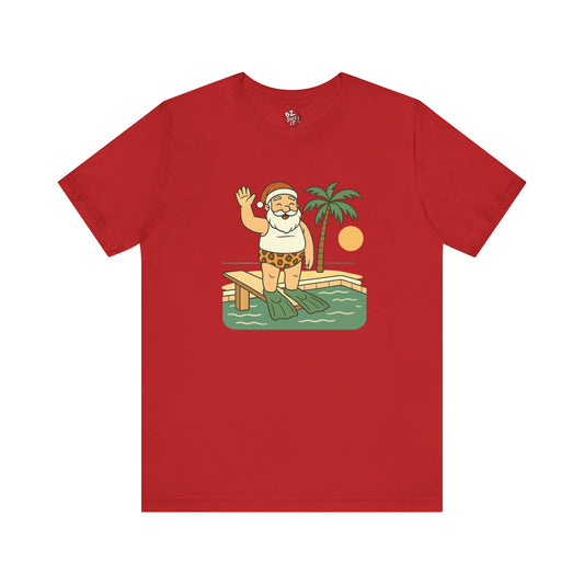 Santa Tropical Unisex Tee - Vacation Pool Shirt