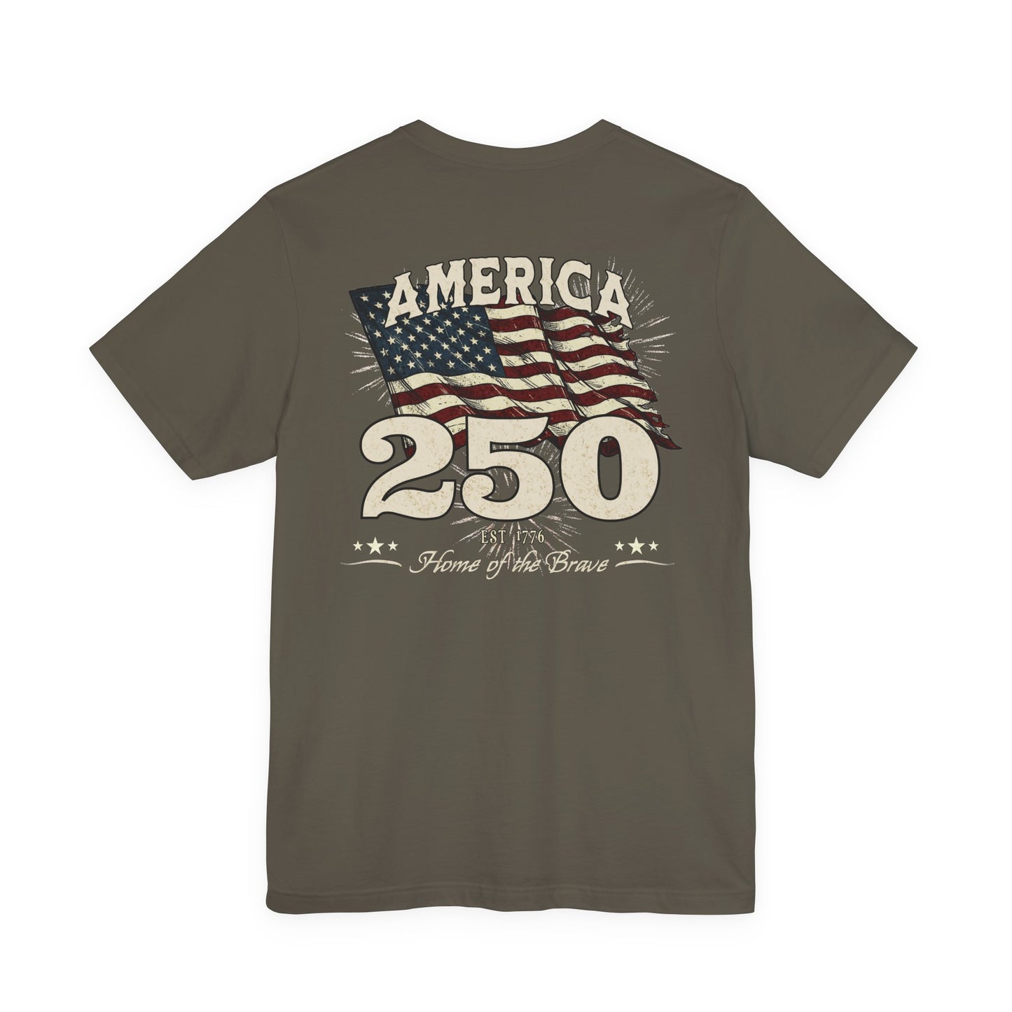 America 250 Years Flag & Fireworks T-Shirt - 2 Sided Print