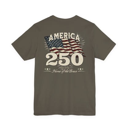 America 250 Years Flag & Fireworks T-Shirt - 2 Sided Print