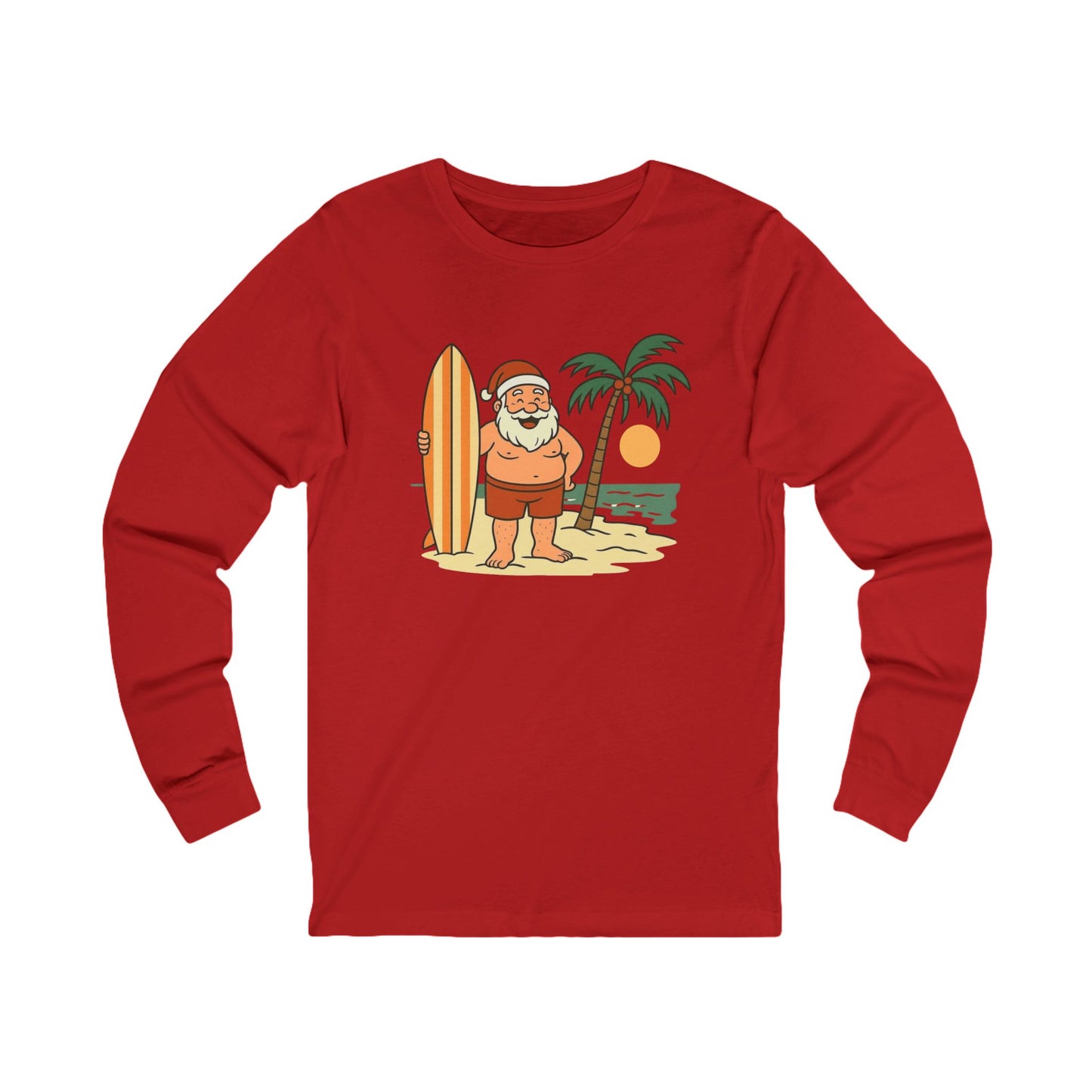 Santa Surf Beach Long Sleeve Tee