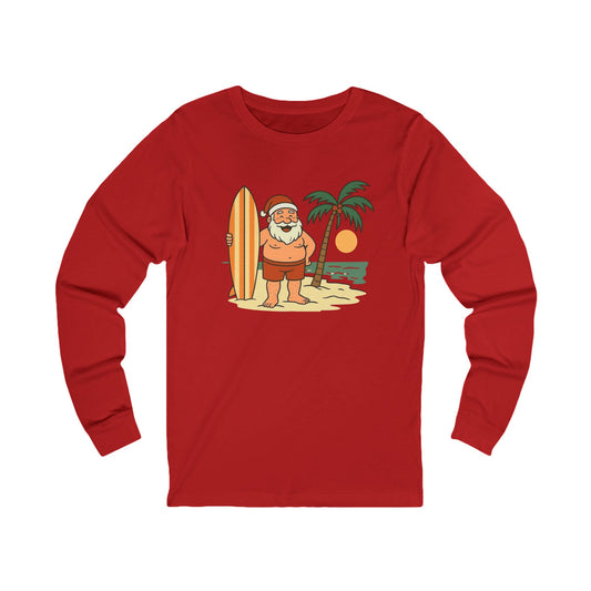 Santa Surf Beach Long Sleeve Tee