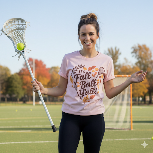 Lacrosse Tee Unisex Jersey Short Sleeve Tee - Fall Ball Y'all - Fall Sports and Leaves Design