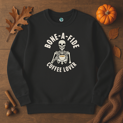Bone-A-Fide Coffee Lover Crewneck Sweatshirt, Cozy Crewneck, Unisex