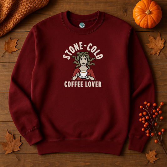 Stone-Cold Coffee Lover Crewneck Sweatshirt, Cozy Crewneck, Unisex