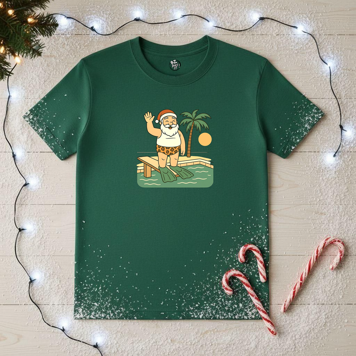 Santa Tropical Unisex Tee - Vacation Pool Shirt