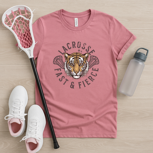 Fast and Fierce Tiger Lacrosse Tee